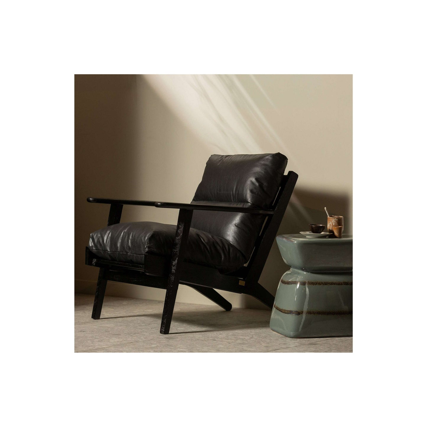 BePureHome Houston fauteuil leer zwart