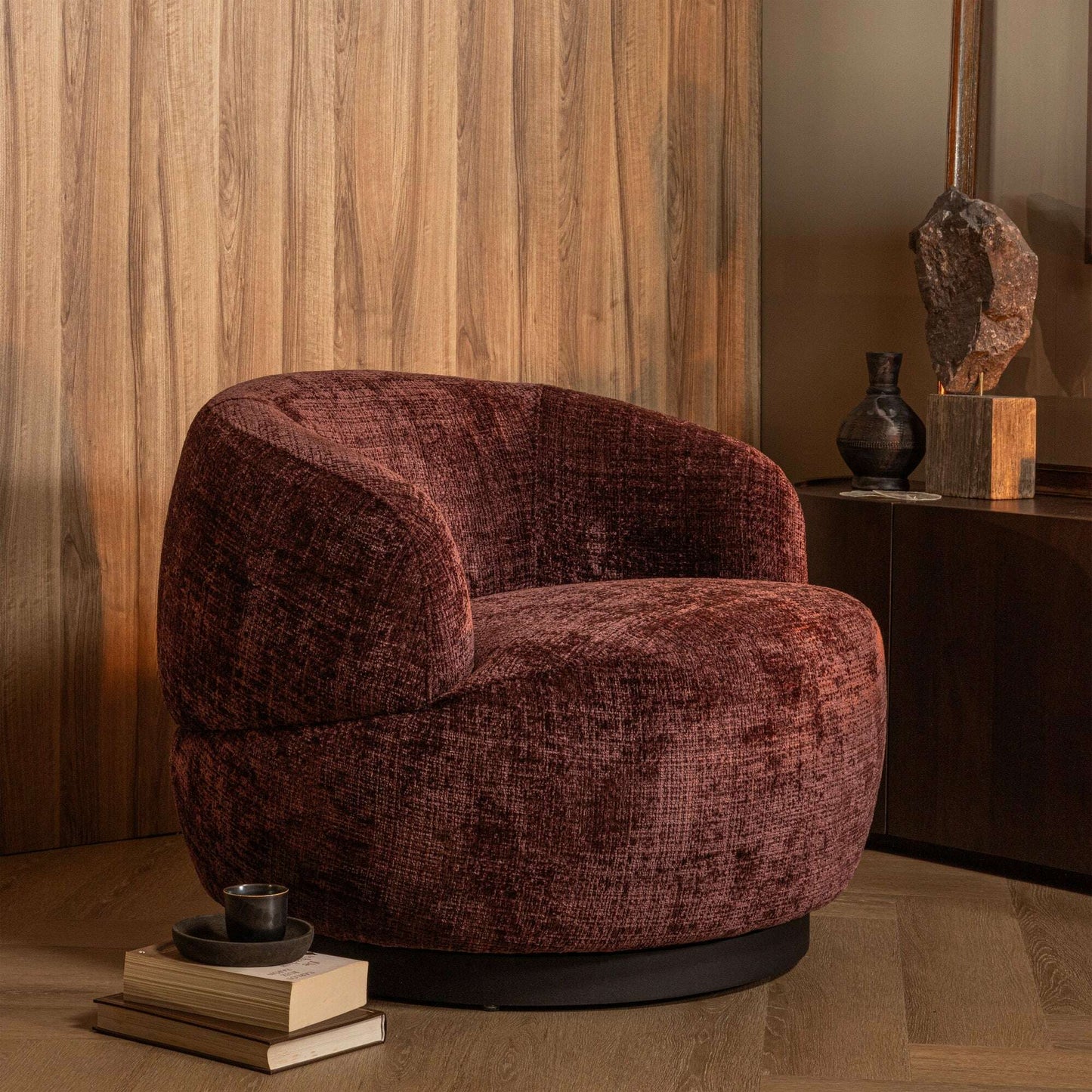 BePureHome Woolly draaifauteuil aubergine