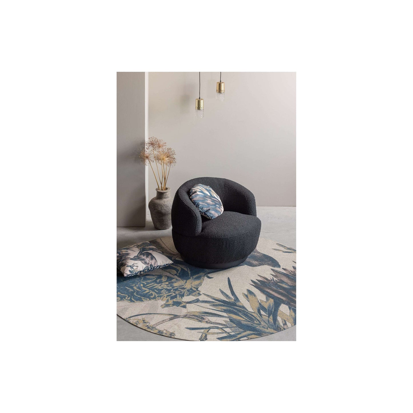 BePureHome Woolly draaifauteuil boucle antraciet