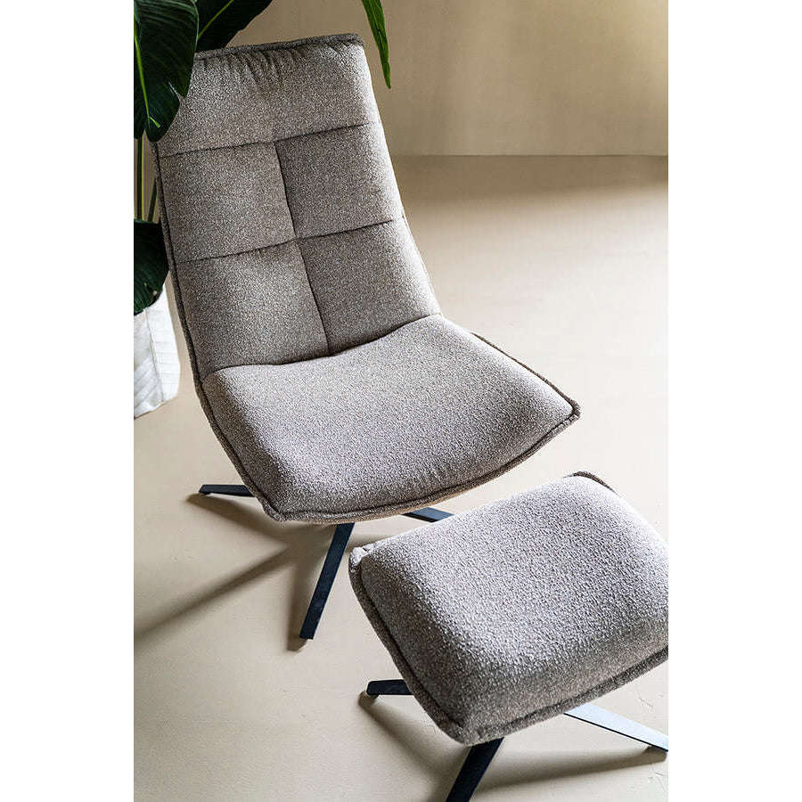 Eleonora Marcus fauteuil met voetenbank beige