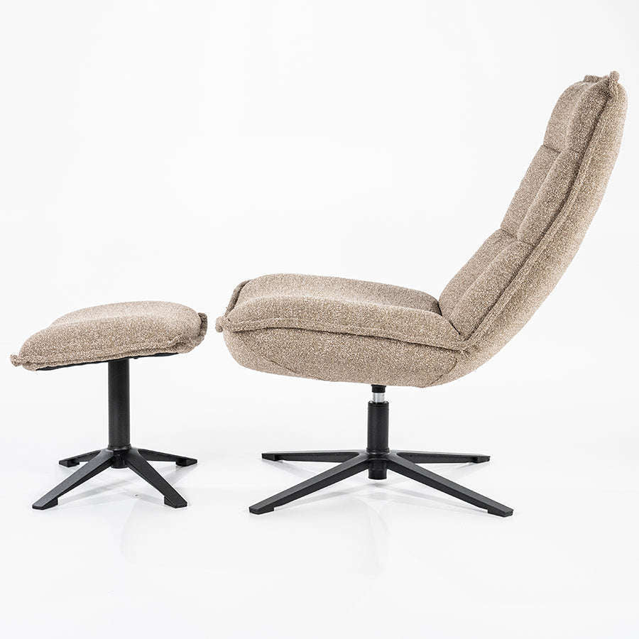 Eleonora Marcus fauteuil met voetenbank beige