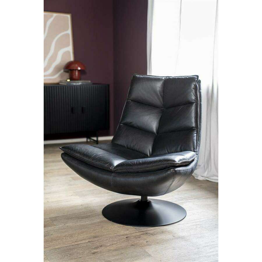 Eleonora Sven fauteuil zwart boho leder