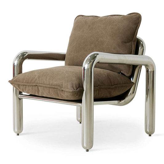 HKliving Chrome lounge fauteuil  chrome/bruin