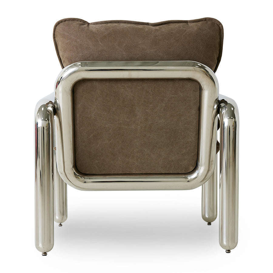 HKliving Chrome lounge fauteuil  chrome/bruin