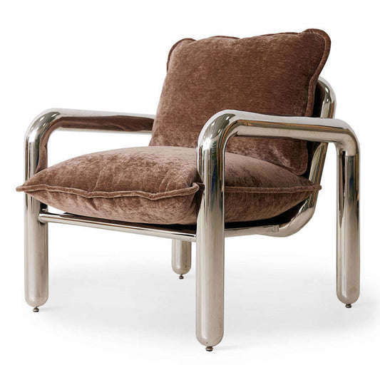 HKliving Chrome lounge fauteuil  chrome/bruin