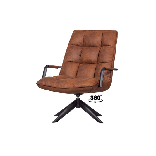 WOOOD Jouke draaifauteuil met armleuning cognac