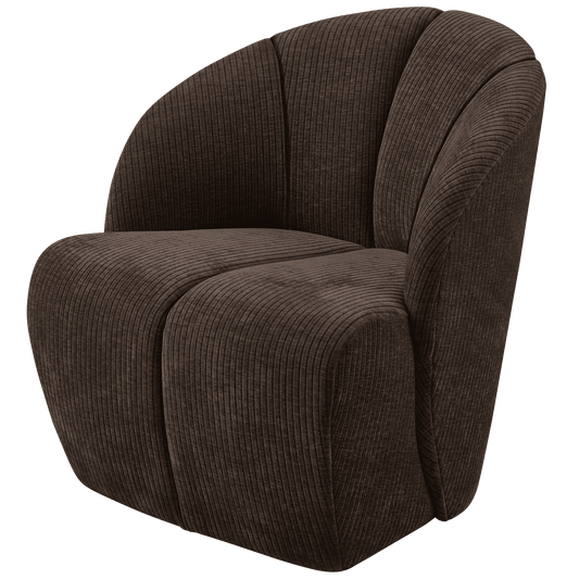 WOOOD Mojo draaifauteuil geweven ribstof bruin