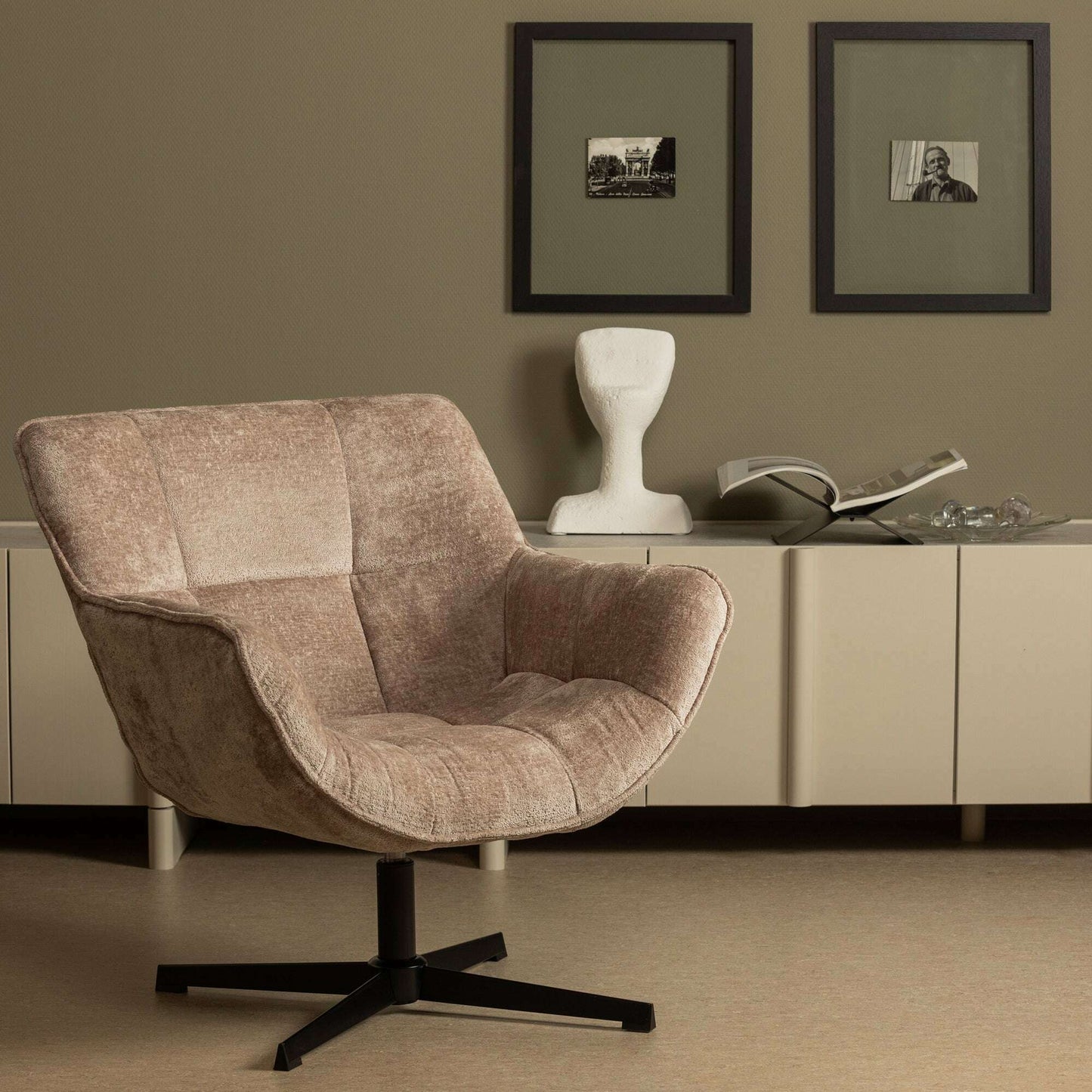 WOOOD Wibo draaifauteuil taupe