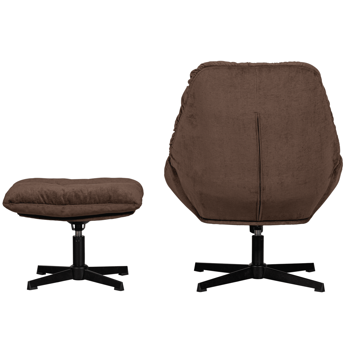 WOOOD Yaro draaibare fauteuil met hocker espresso