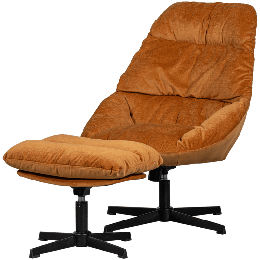 WOOOD Yaro fauteuil met hocker ginger